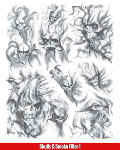 Smoke Skull Tattoo Stencil