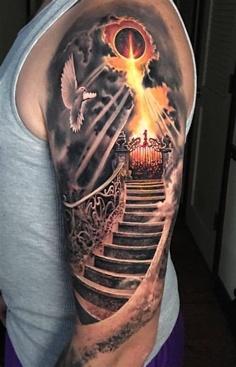 Stairway To Heaven By Rember Orellana Dark Age Tattoo Denton Texas Hand