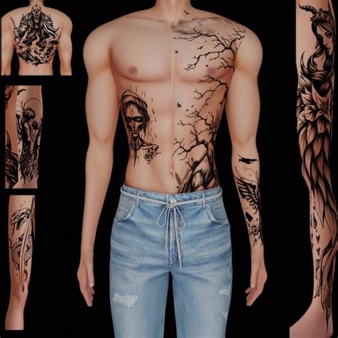 Stunning Male Tattoos Collection 21 Sims 4 Tattoo Cc In 2025 Sims