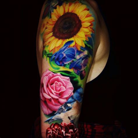 Sunflower And Rose Forearm Tattoo At Sylvia Partington Blog