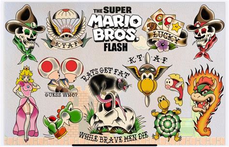 Super Mario Tattoo Flash Sheet Davisriderprints Super Mario Tattoo Flash Sheet Davisriderprints