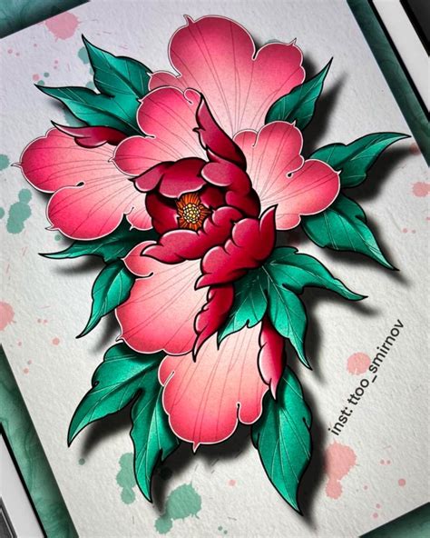 Tattoo Art Pink Peony Neotrad Tattoo Art Pink Peony Neotrad