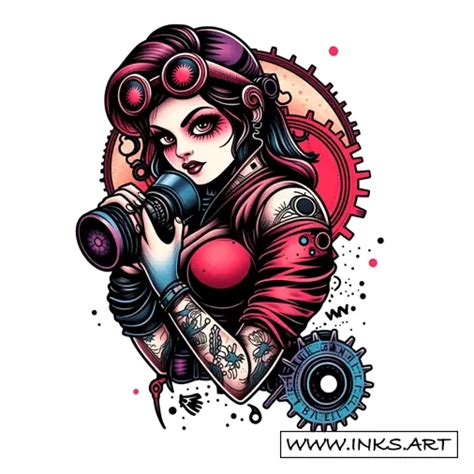 Tattoo Design Fallout Pinup Girl Post Apocalyptic Style Neotraditional