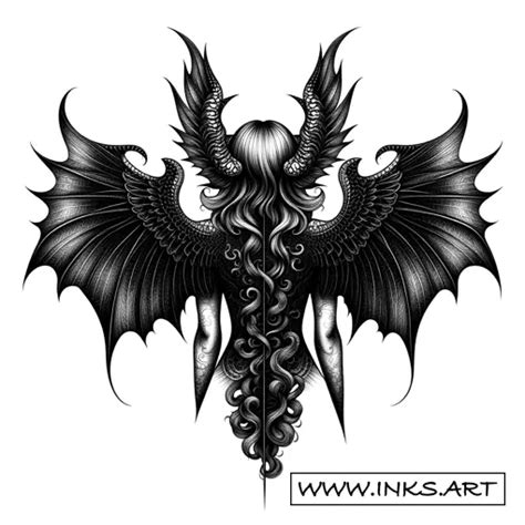 Tattoo Design Lilith Diablo 4 Back Piece Style Blackwork