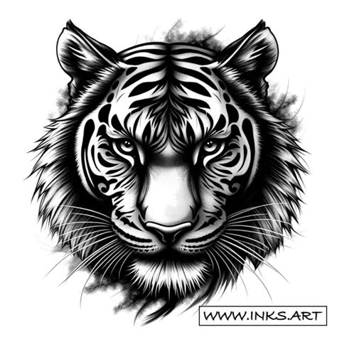 Tattoo Design Realistic Tiger Face Art Style Black And Grey