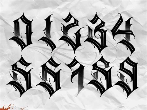 Tattoo Numbers Chicano Calligraffiti Gothic Style Tattoo