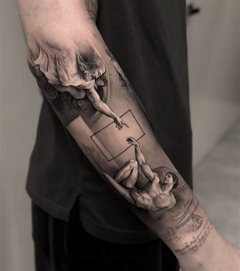 The Creation Of Adam Inspired Galactic Tattoo On The The Creation Of Adam Inspired Galactic Tattoo On The