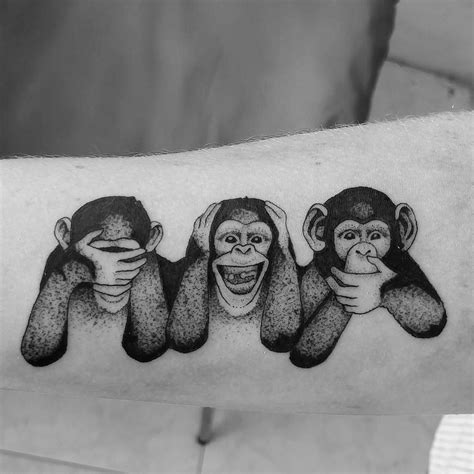 Three Wise Monkey Tattoo Geometric Line Work Tattoos Pinterest