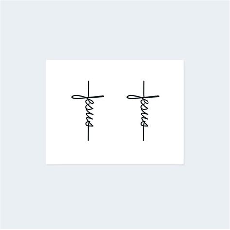Tiny Jesus Cross Set Of 2 Jesus Cross Temporary Tattoo Small
