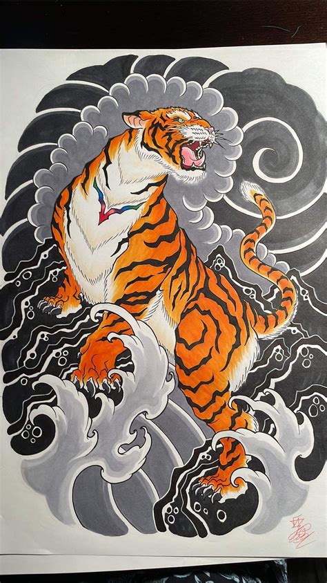 Traditional Japanese Tiger Tattoo Design
