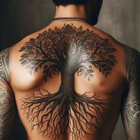 Tree Tattoo On The Upper Back