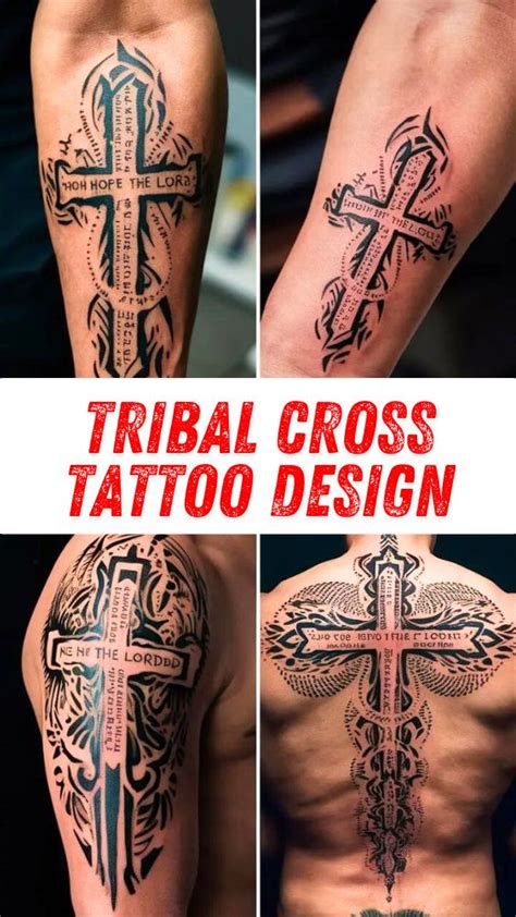 Trendy Tribal Cross Tattoo Design For Men