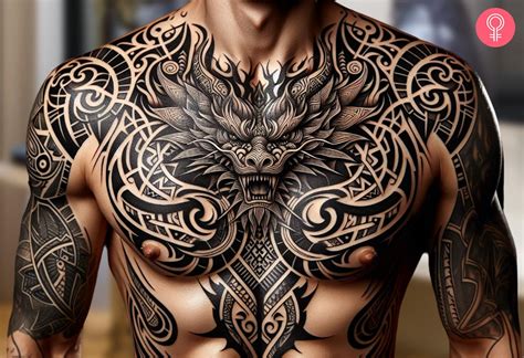 Tribal Dragon Tattoos Chest