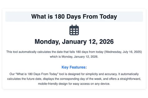Calculate What Is 180 Days from Today Now!