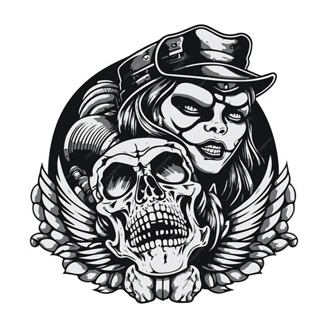 Woman And Skull Tattoo Design Premium Vector Woman And Skull Tattoo Design Premium Vector