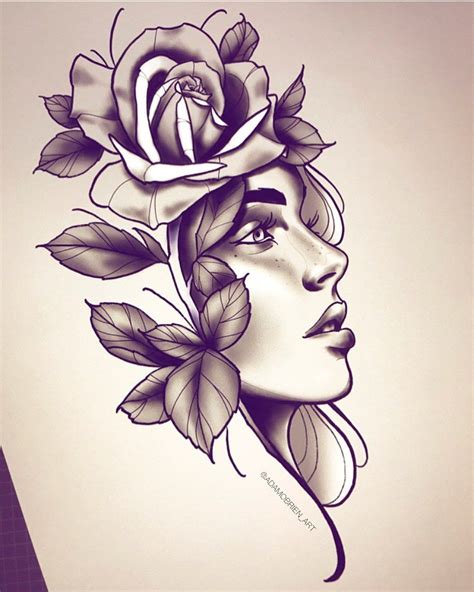 Woman Face Tattoo Drawing At Jill Deleon Blog