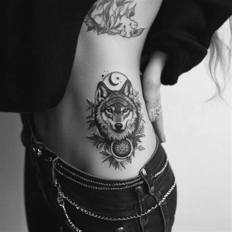 Women Amp 39 S Side Tattoos With A Fierce Wolf And Moon Phases Imagella Women Amp 39 S Side Tattoos With A Fierce Wolf And Moon Phases Imagella