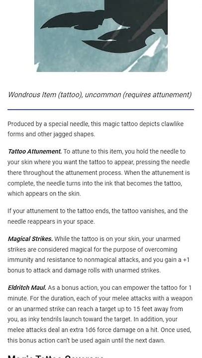 Wondrous Wednesday Eldritch Claw Tattoo Dnd Magic Item Youtube