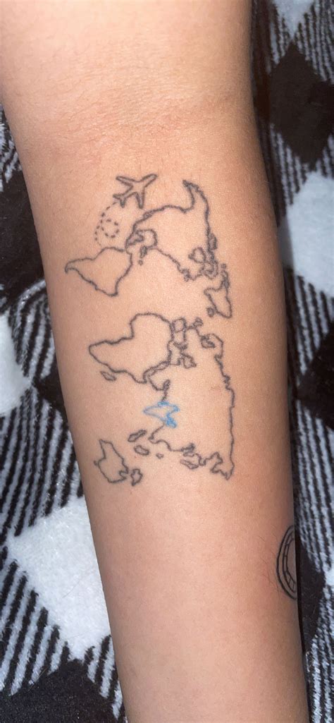 World Map Outline Tattoos