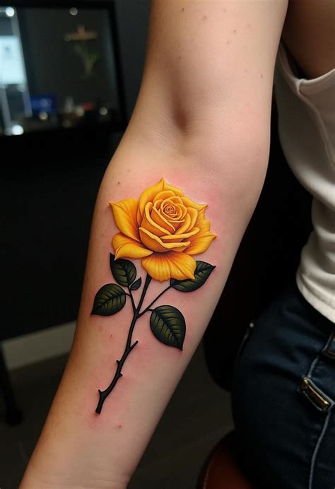 Yellow Rose Tattoo Design Ideas
